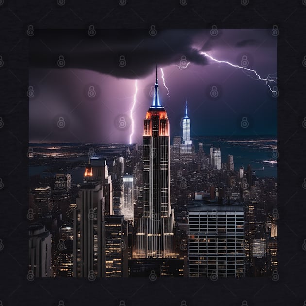 Iconic World Landmarks During A Thunderstorm : The Empire State Building New York by Musical Art By Andrew